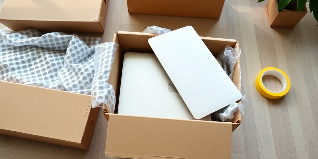 مراحل بسته بندی لپ تاپ در کارتن اسباب کشی